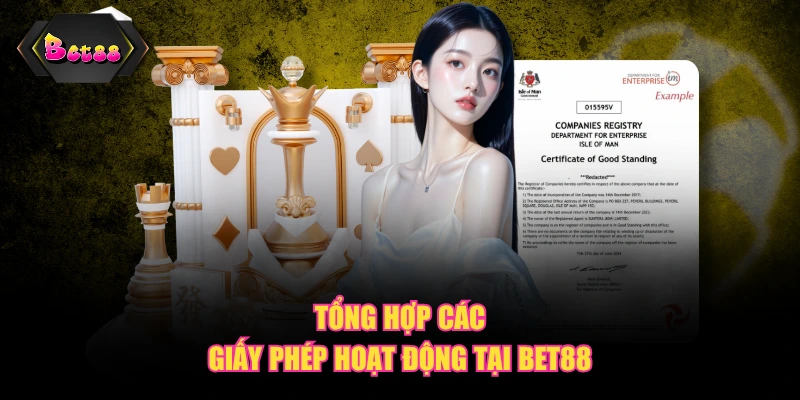 Tổng hợp các giấy phép hoạt động tại BET88